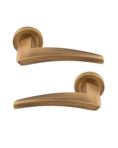 Manital Dune Door Handle on Round Rose - Antique Brass