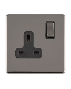 Eurolite Concealed 3mm 1 Gang 13Amp Dp Switched Socket - Black Nickel