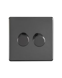 Eurolite Ecbn2Dled 2 Gang Led Push On Off 2Way Dimmer Switch Concealed Black Nickel Plate Matching Knobs Black Trim