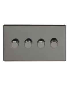 Eurolite Ecbn4D400 4 Gang 400W Push On Off 2Way Dimmer Switch Concealed Black Nickel Plate Matching Knobs Black Trim