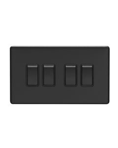 Eurolite Ecmb4Swb 4 Gang 10Amp 2Way Switch Flat Concealed Matt Black Plate Black Rockers