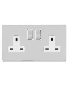 Eurolite Concealed 3mm 2 Gang 13Amp Dp Switched Socket - Polished Chrome