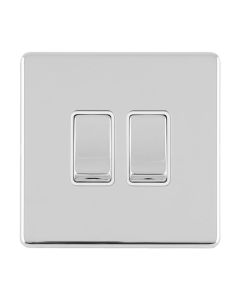 Eurolite Concealed 3mm 2 Gang 10Amp 2Way Switch - Polished Chrome