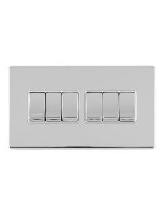 Eurolite Concealed 3mm 6 Gang 10Amp 2Way Switch - Polished Chrome