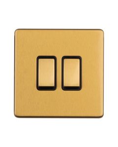 Eurolite Concealed 3mm 2 Gang 2Way Switch - Satin Brass