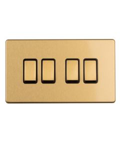 Eurolite Concealed 3mm 4 Gang 2Way Switch - Satin Brass