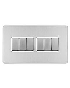 Eurolite Concealed 3mm 6 Gang 10Amp 2Way Switch - Stainless Steel