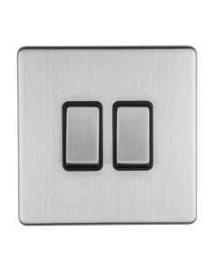 Eurolite Concealed 3mm 2 Gang 10Amp 2Way Switch - Stainless Steel