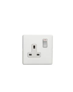 Eurolite Ecw1Sow 1 Gang 13Amp Dp Switched Socket Flat Concealed White Plate White Rocker