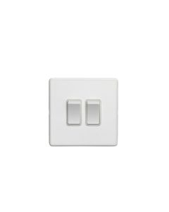 Eurolite Ecw2Sww 2 Gang 10Amp 2Way Switch Flat Concealed White Plate White Rockers