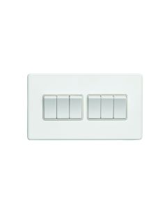 Eurolite Ecw6Sww 6 Gang 10Amp 2Way Switch Flat Concealed White Plate White Rockers