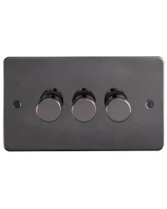 Eurolite Efbn3D400 3 Gang 400W Push On Off 2Way Dimmer Switch Enhance Flat Black Nickel Plate Matching Knobs