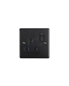 Eurolite En1Sombb 1 Gang 13Amp Dp Switched Socket Matt Black Enhance Range Black Trim