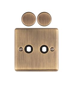 2 Gang Dimmer Switch Plate Antique Brass Enhance Range Antique Brass EN2DIMABB Eurolite EN2DIMABB
