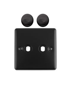 2 Gang Dimmer Switch Plate Matt Black Enhance Range Matt Black EN2DIMMBB Eurolite EN2DIMMBB
