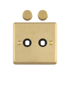 2 Gang Dimmer Plate With Knobs Satin Brass Enhance Range Satin Brass EN2DIMSB Eurolite EN2DIMSB