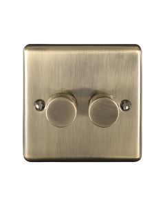 Eurolite En2Dledabb 2 Gang 400W/Led 2Way Dimmer Switch Antique Enhance Range