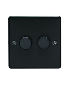 Eurolite En2Dledmbb 2 Gang 400W/Led 2Way Dimmer Switch Matt Black Enhance Range