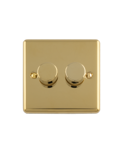 2 Gang 400W/Led 2Way Dimmer Switch Polished Brass Enhance Range Polished Brass EN2DLEDPB Eurolite EN2DLEDPB