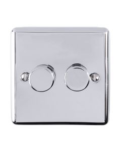 Eurolite En2Dledpc 2 Gang 400W/Led 2Way Dimmer Switch Polished Chrome Enhance Range