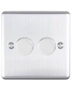 Eurolite En2Dledss 2 Gang 400W/Led 2Way Dimmer Switch Satin Enhance Range