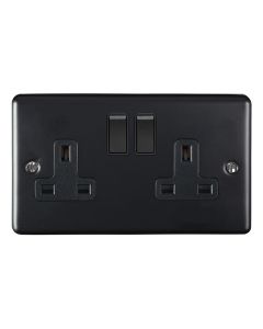 Eurolite En2Sombb 2 Gang 13Amp Dp Switched Socket Matt Black Enhance Range Black Trim