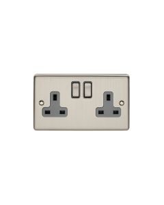 Eurolite En2Sossg 2 Gang 13Amp Dp Switched Socket Satin Enhance Range Grey Trim