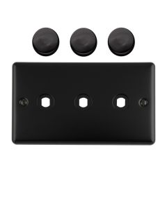 3 Gang Dimmer Switch Plate Matt Black Enhance Range Matt Black EN3DIMMBB Eurolite EN3DIMMBB