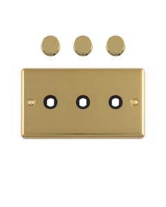 3 Gang Dimmer Plate With Knobs Polished Brass Enhance Range Polished Brass EN3DIMPB Eurolite EN3DIMPB