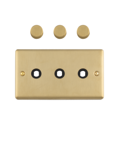 3 Gang Dimmer Plate With Knobs Satin Brass Enhance Range Satin Brass EN3DIMSB Eurolite EN3DIMSB
