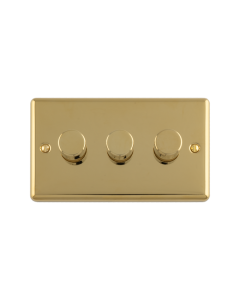 3 Gang 400W/Led 2Way Dimmer Switch Polished Brass Enhance Range Polished Brass EN3DLEDPB Eurolite EN3DLEDPB