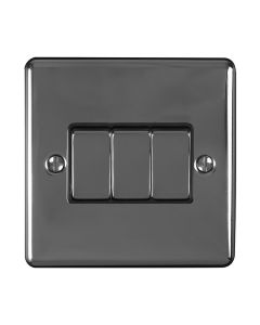 Eurolite En3Swbnb 3 Gang 10Amp 2Way Switch Black Nickel Enhance Range Black Trim