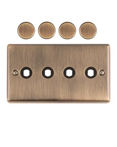 4 Gang Dimmer Switch Plate Antique Brass Enhance Range Antique Brass EN4DIMABB Eurolite EN4DIMABB