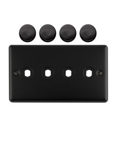 4 Gang Dimmer Switch Plate Matt Black Enhance Range Matt Black EN4DIMMBB Eurolite EN4DIMMBB