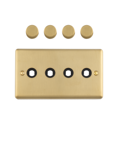 4 Gang Dimmer Plate With Knobs Satin Brass Enhance Range Satin Brass EN4DIMSB Eurolite EN4DIMSB