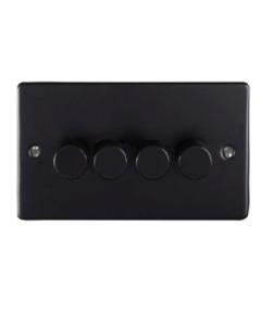 Eurolite En4Dledmbb 4 Gang 400W/Led 2Way Dimmer Switch Matt Black Enhance Range