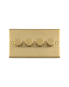 4 Gang 400W/Led 2Way Dimmer Switch Satin Brass Enhance Range Satin Brass EN4DLEDSB Eurolite EN4DLEDSB