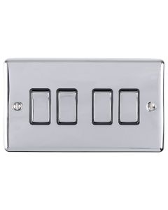 Eurolite Enhance Decorative 4 Gang Switch - Polished Chrome