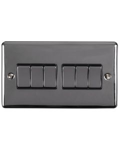Eurolite En6Swbnb 6 Gang 10Amp 2Way Switch Black Nickel Enhance Range Black Trim