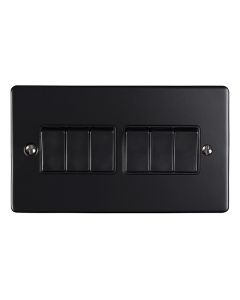 Eurolite En6Swmbb 6 Gang 10Amp 2Way Switch Matt Black Enhance Range Black Trim