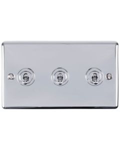 Eurolite Ent3Swpc 3 Gang 10Amp 2Way Toggle Switch Polished Chrome Enhance Range