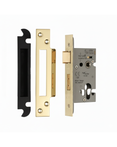 Eurospec Easi - T Euro Profile Security Sashlock 44mm Backset 64mm Case Polished Brass PVD