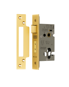 Eurospec Easi - T Euro Profile Security Sashlock 44mm Backset 64mm Case Satin Brass