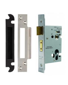 Eurospec Easi - T Euro Profile Security Sashlock 57mm Backset 76mm Case Satin Stainless Steel