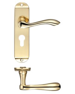 Fulton & Bray FB021EP Arundel Lever Euro Lock (47.5mm c/c) Furniture - Short Plate 175 x 42mm Polished Brass