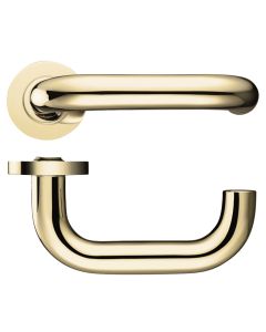 Fulton & Bray FB030 19mm Return to Door Lever on Round Rose Polished Brass