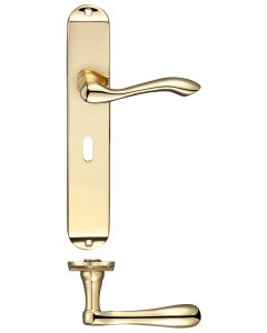 Fulton & Bray FB031 Arundel Lever Lock (57mm c/c) Furniture - Long Plate 245 x 42mm Polished Brass
