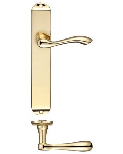 Fulton & Bray FB032 Arundel Lever Latch Furniture - Long Plate 245 x 42mm Polished Brass