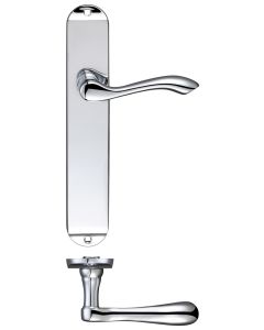 Fulton & Bray FB032CP Arundel Lever Latch Furniture - Long Plate 245 x 42mm Polished Chrome