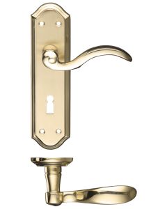 Fulton & Bray FB051SBPB Winchester Lever Lock (57mm c/c) Furniture 180 x 48mm Satin Brass / Polished Brass